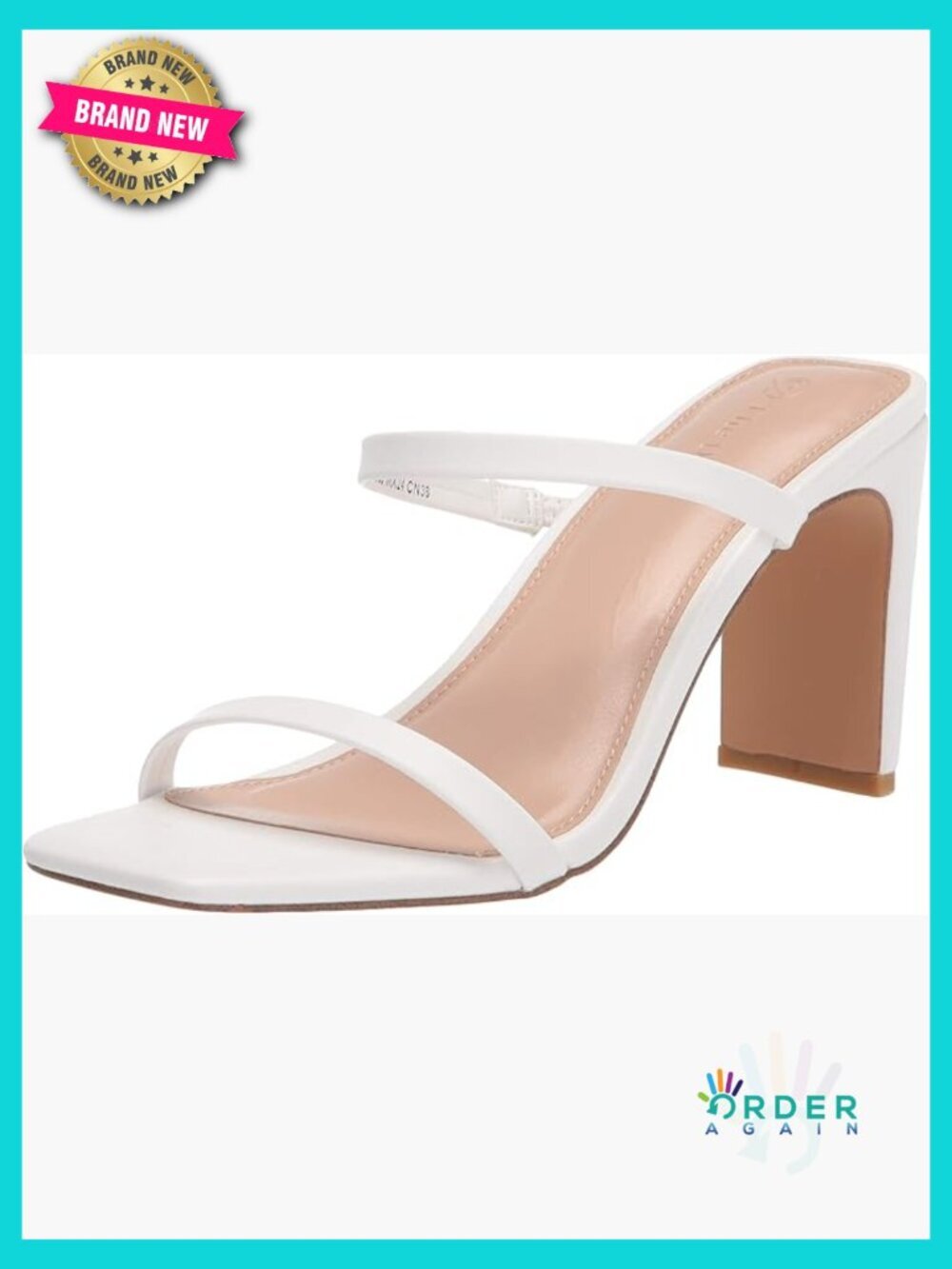 Square Toe Two Strap High Heeled Sandal Block Heel Slide Casual Night Out